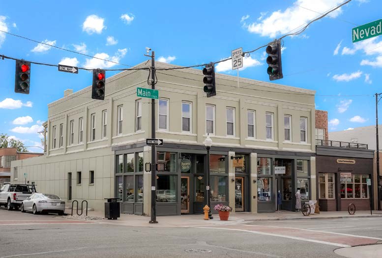 The two-storey building at 2500 W Main St, on the corner of Main and Nevada in downtown Littleton